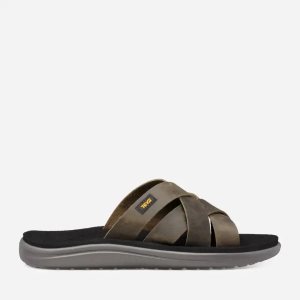 Teva Voya Slide Leather Herren Sandalen DunkelOlivgrün (Österreich)